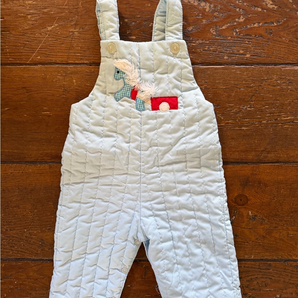 VTG Baby Blue Quilted Children’s Overalls 6-9MO